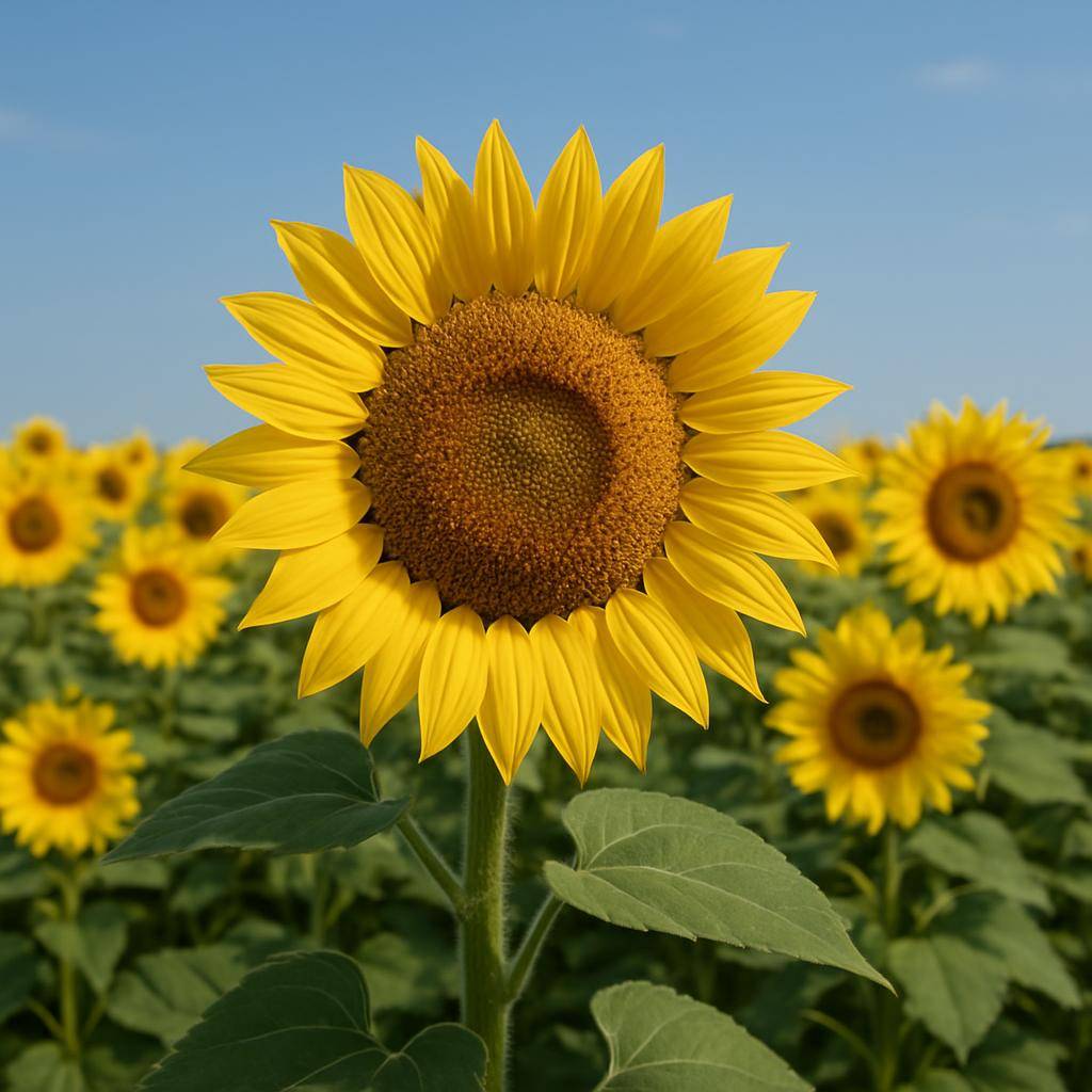 Solsikker i marken i fuldt flor