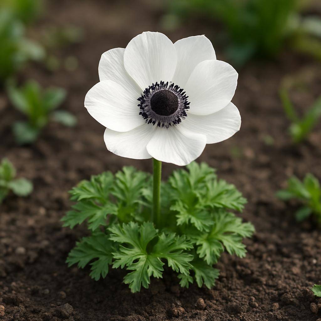 Anemone i havebed i fuld blomstring Anemone i havebed i fuld blomstring