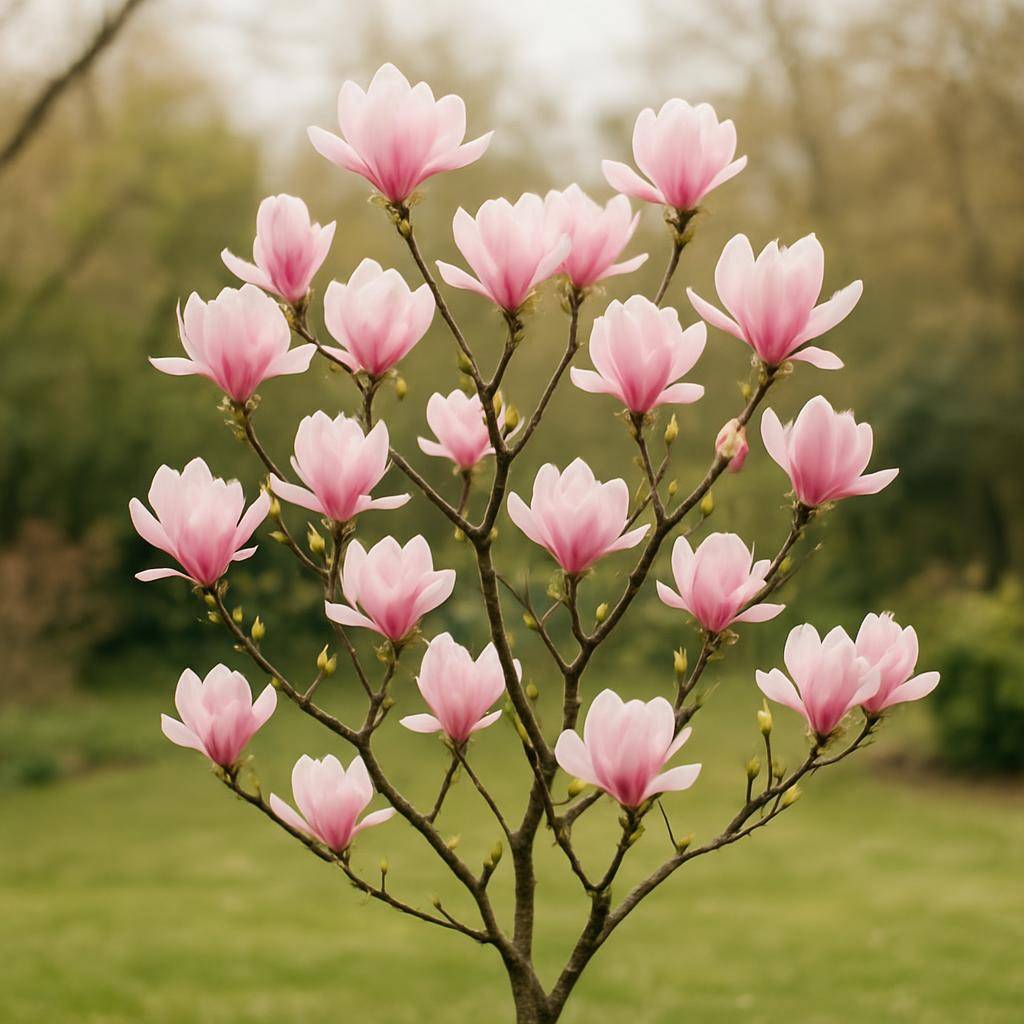 Nærbillede af en magnolia i fuldt flor i have Nærbillede af en magnolia i fuldt flor i have