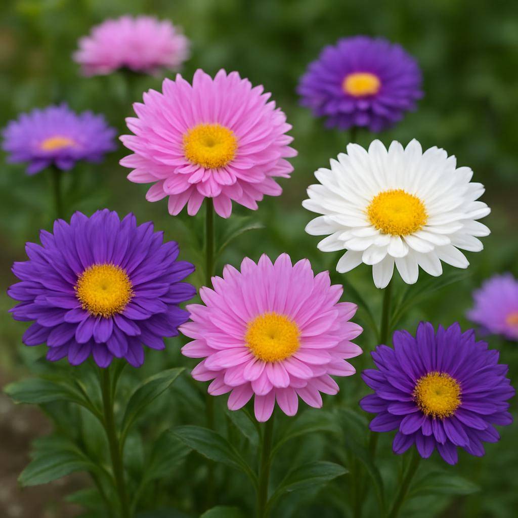 Asters i forskellige farver i en have Asters i forskellige farver i en have